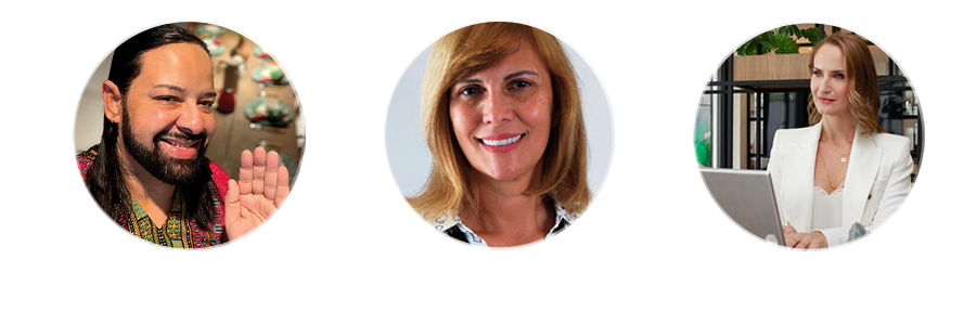 Foto dos Mentores MMM: Marluz Paiva, Meire J. Costa, Andrea Schuler